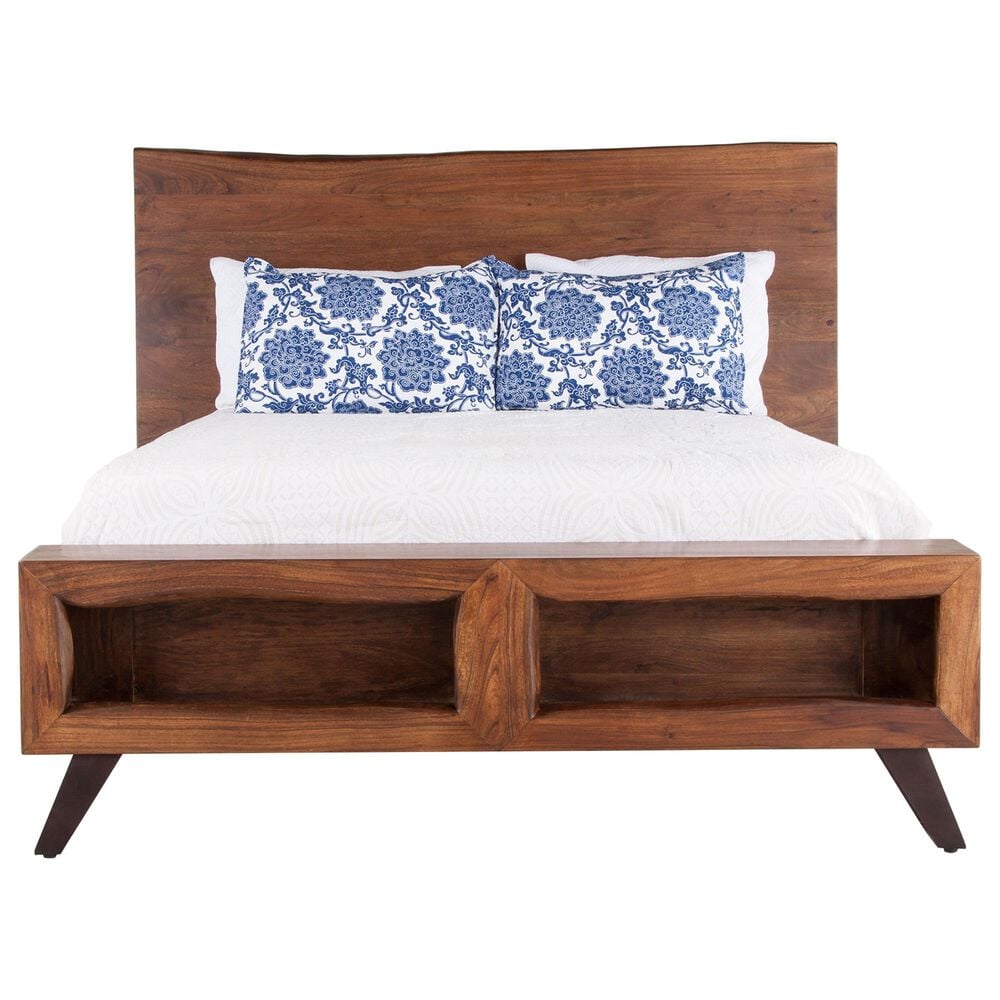 Home Trends &amp; Design London Loft Queen Platform Bed in Walnut and Antique Zinc, , large