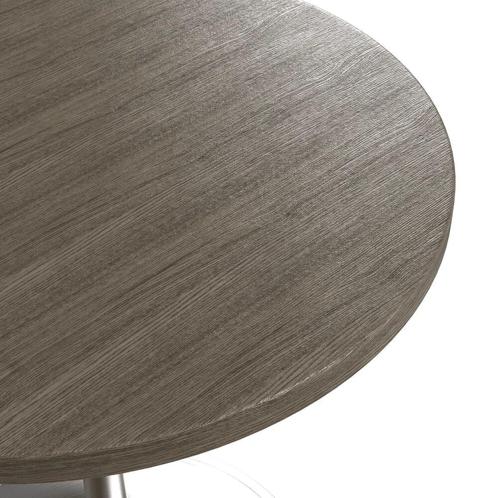 Leisuremod LeisureMod Verve Collection 36 Round Dining Table, Brushed Chrome Base with Dark Maple MDF Top, , large