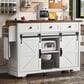 HOMLUX 54" Kitchen Island with Sliding Barn Door in White, , large