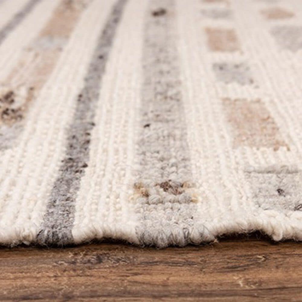 RIZZY Nova 5&#39; x 7&#39;6&quot; Geometric Silver and Ivory Area Rug, , large