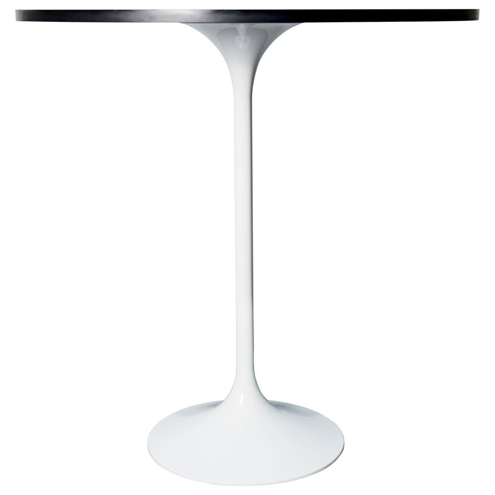 Leisuremod LeisureMod Verve Collection Modern Bar Height Table White Base with 36 Round Black Marbelized Sintered Stone Top, , large
