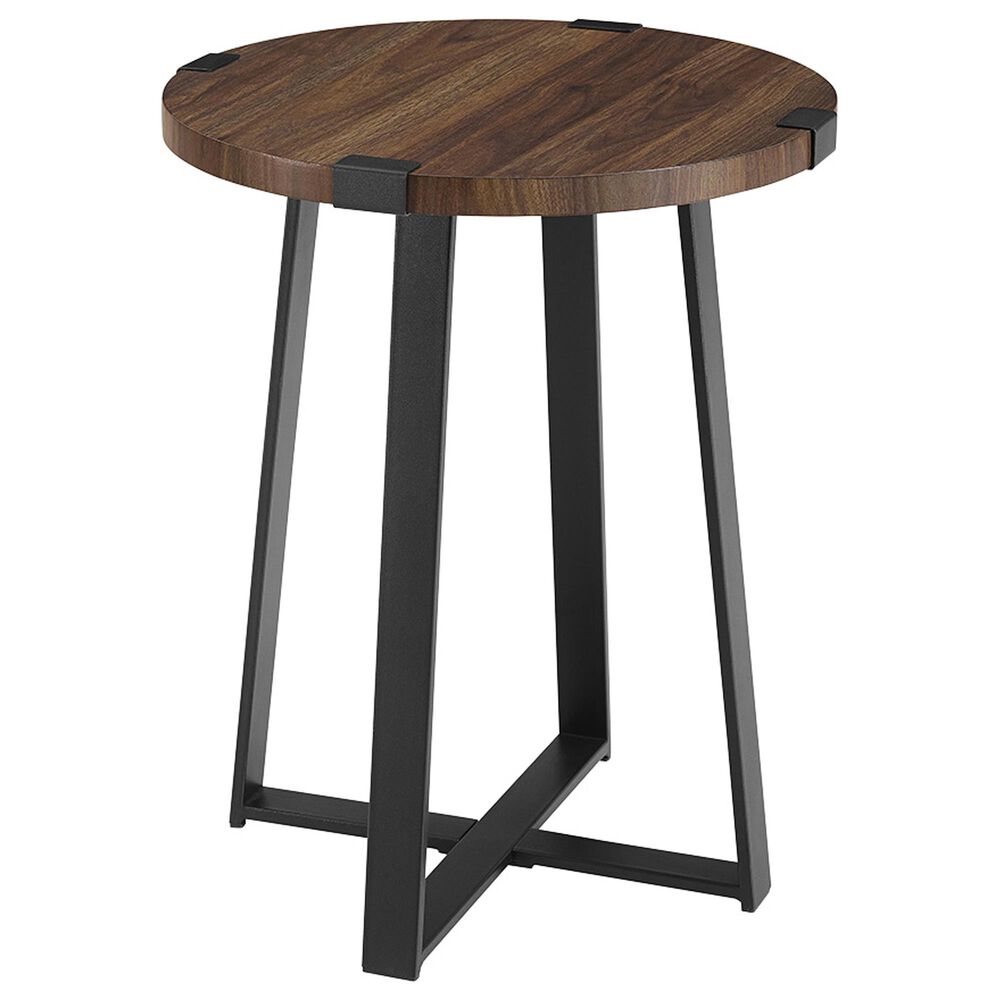 Walker Edison Metal Wrap Side Table in Dark Walnut and Black, , large