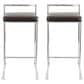 Lumisource Fuji Stackable Barstool with Brown Faux Leather in Brushed Stainless Steel (Set of 2), , large