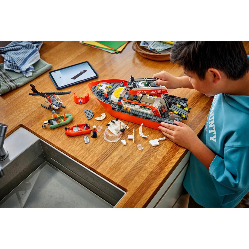 LEGO City Coast Guard Rescue Boat and Helicopter Building Set, , large