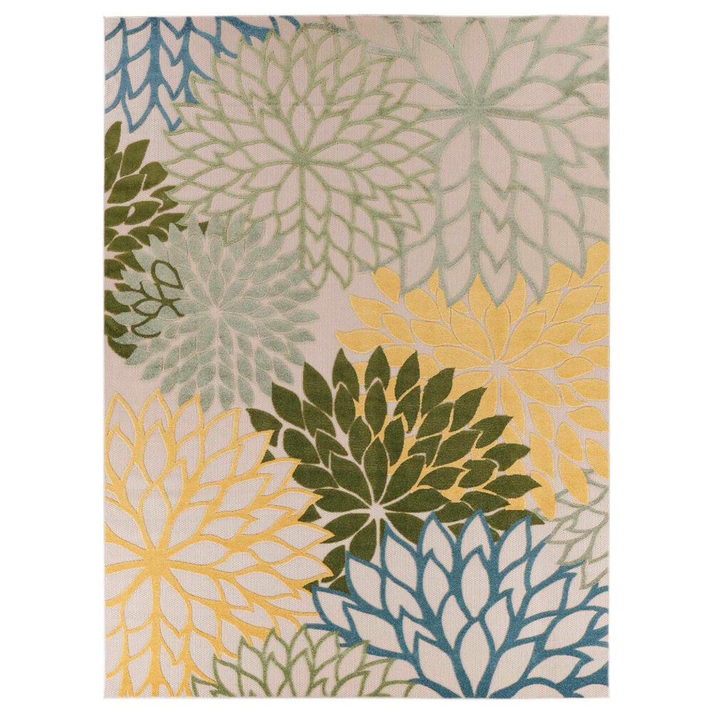 Nourison Aloha Floral 7"10" x 10"6" Green and Multicolor Indoor/Outdoor Area Rug, , large
