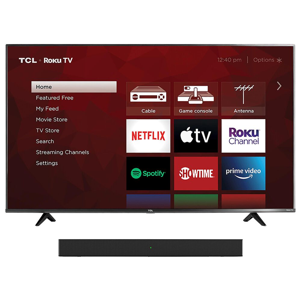 TCL 50" Class 4 Series LED 4K UHD Smart Roku TV with Alto 3 2.0 Channel Sound Bar in Black, , large