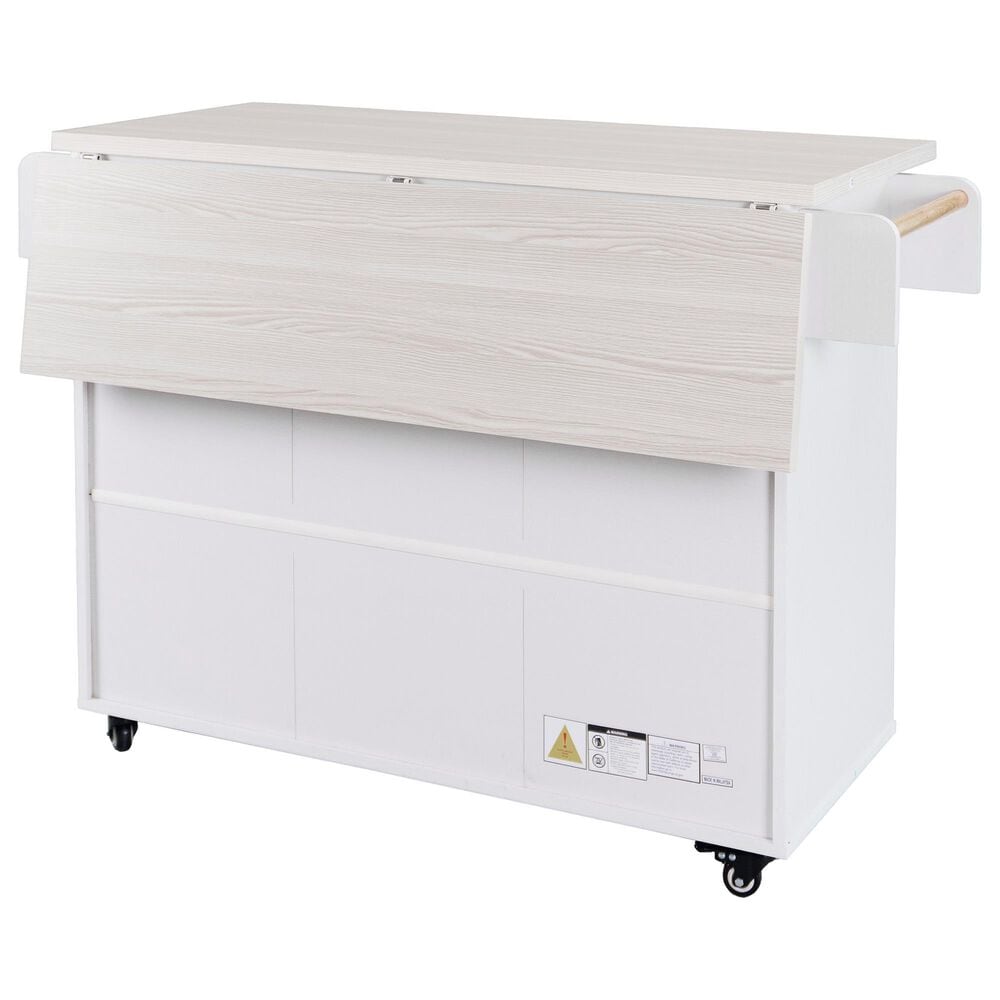 HOMLUX 44" Kitchen Island with Trash Can Storage Cabinet in White, , large