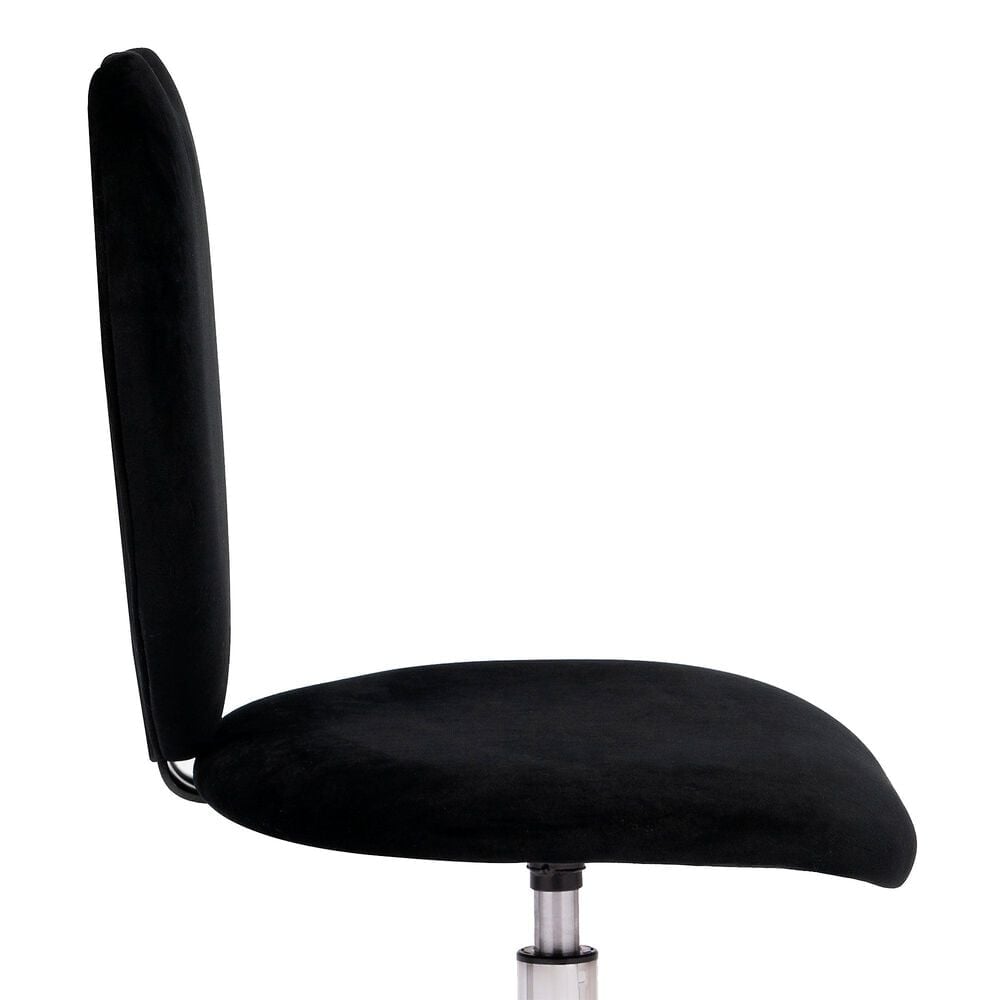 Impressions Vanity Heart Swivel Vanity Chair with Black Cushion in Matte Silver, , large