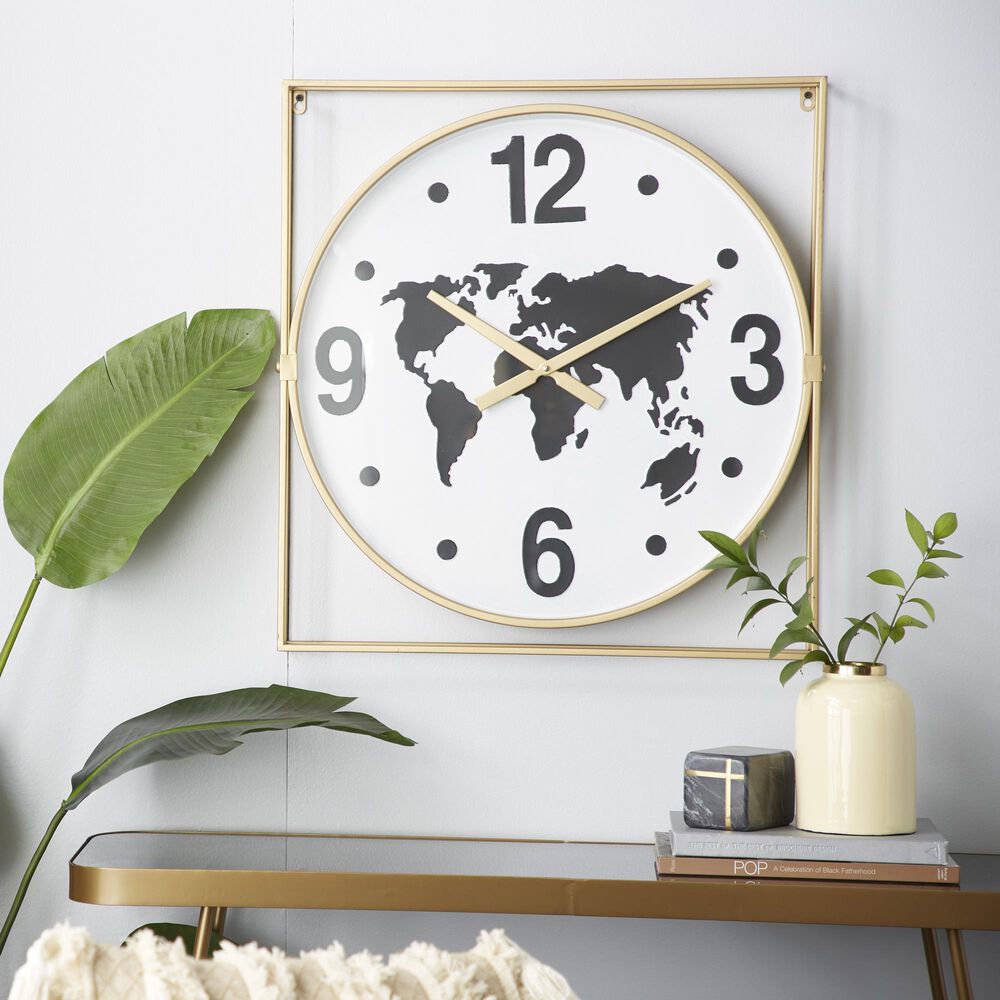 Maple and Jade 25&quot; x 26&quot; Wall Clock in Gold, , large
