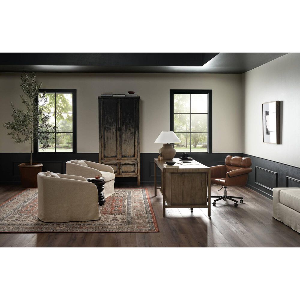Four Hands Allston Desk Chair in Mocha Ash and Polished Aluminum, , large