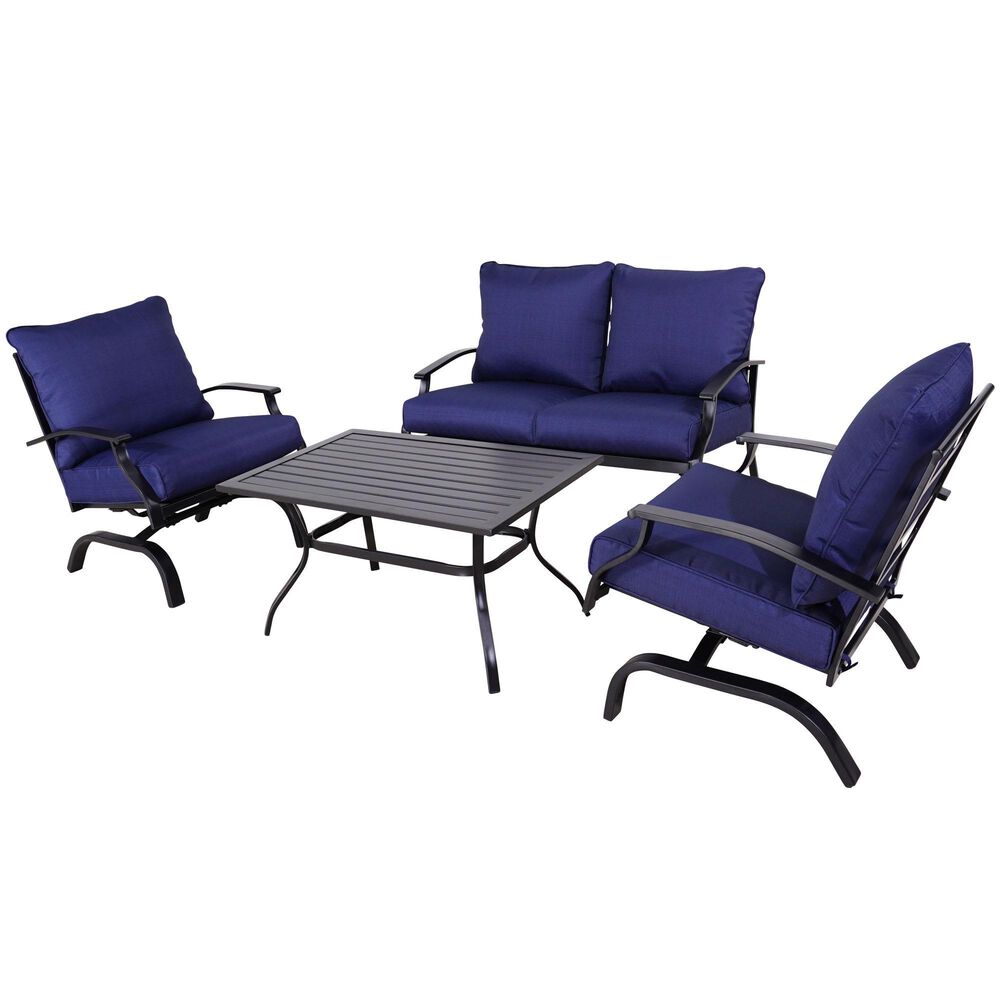 Global Note Collections Harvard 4-Piece Conversation Set in Blazer Blue, , large