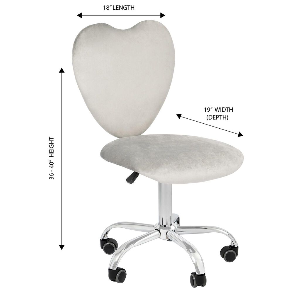 Impressions Vanity Heart Swivel Vanity Chair with Pink Cushion in Matte Silver, , large