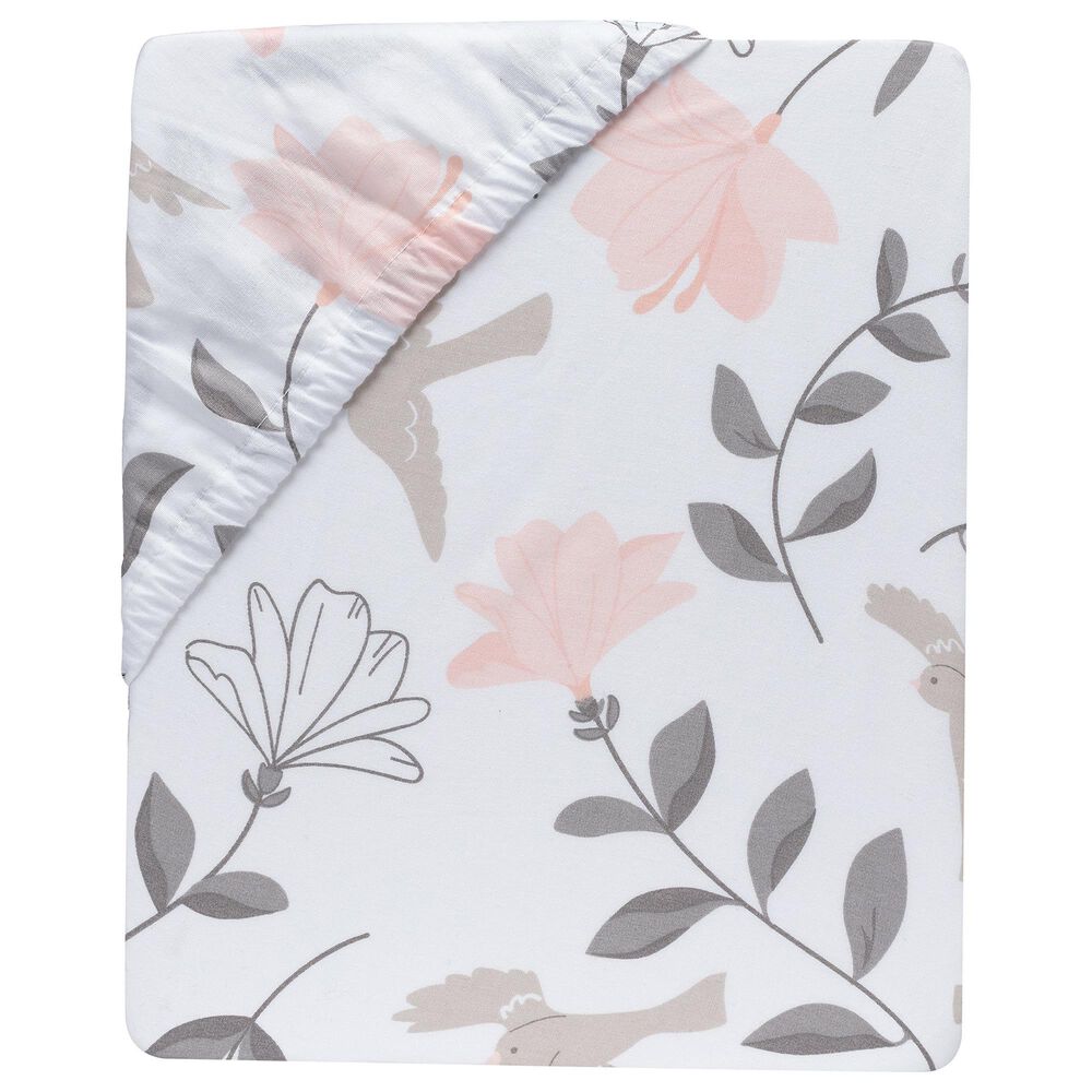 Lambs and Ivy Petals 3-Piece Crib Bedding Set in Mink Gray, Pink, Blush, Rose and White, , large
