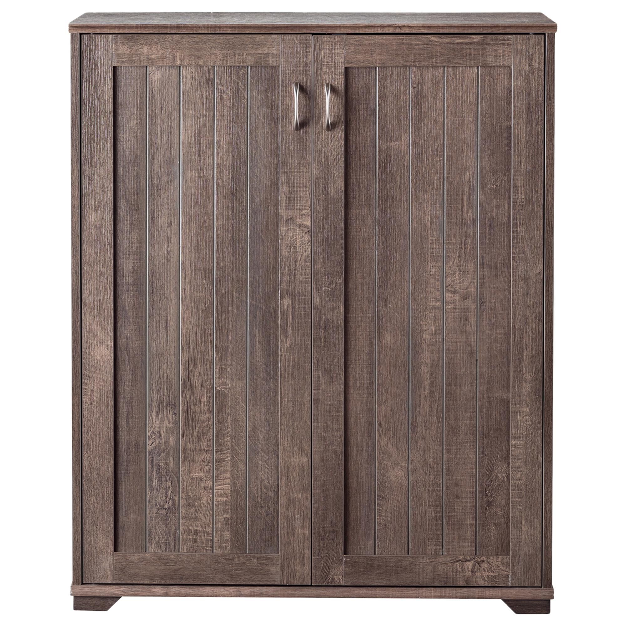 Furniture of America Bryan 5 Shelf Shoe Cabinet in Walnut Oak NFM
