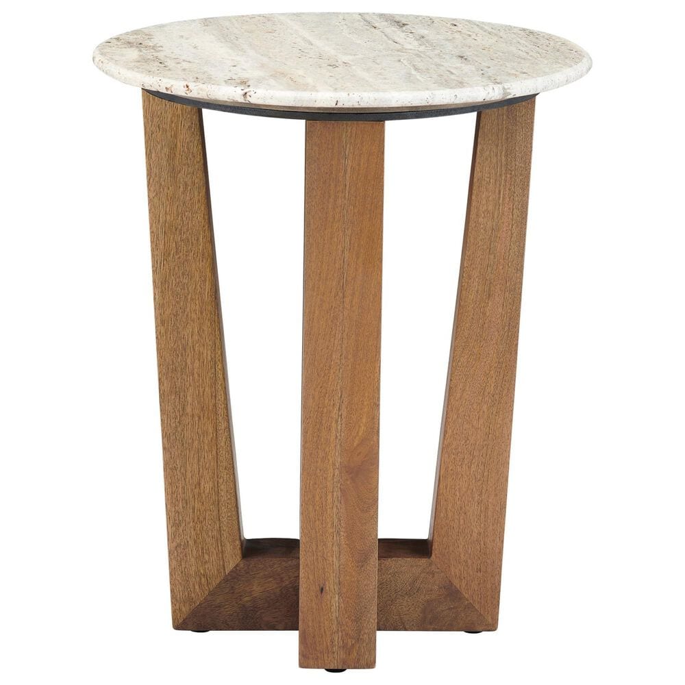 Slatehouse Wexler Round End Table in Brown and Gray, , large