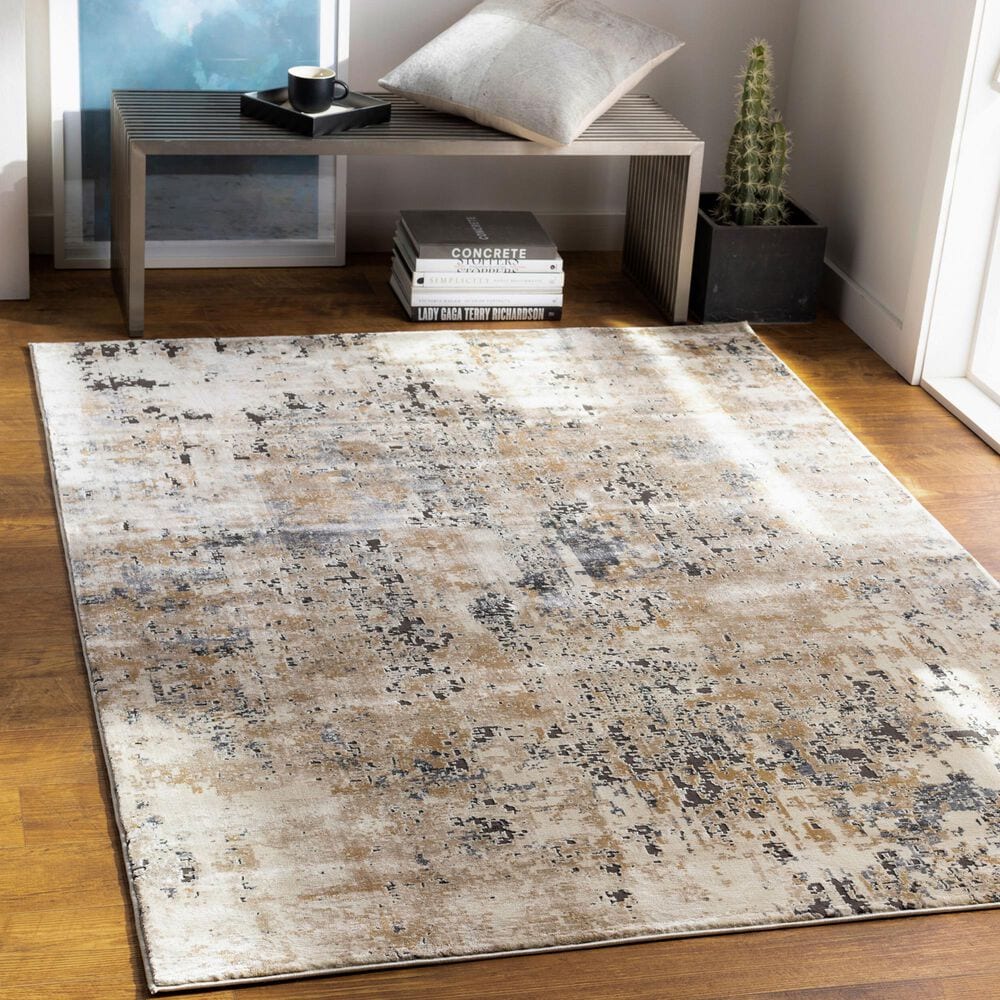 Surya Pune Light Beige, Tan, Dark Brown, Black and Charcoal 7&#39;10&quot; x 10&#39;2&quot; Area Rug, , large