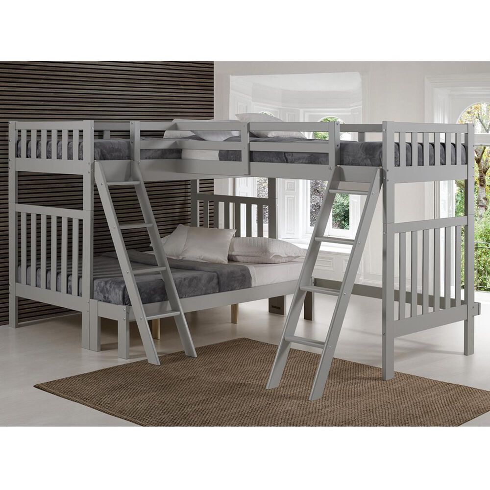 Bolton Furniture Aurora Twin over Full Bunk Bed with Tri-Bunk Extension in Dove Gray, , large