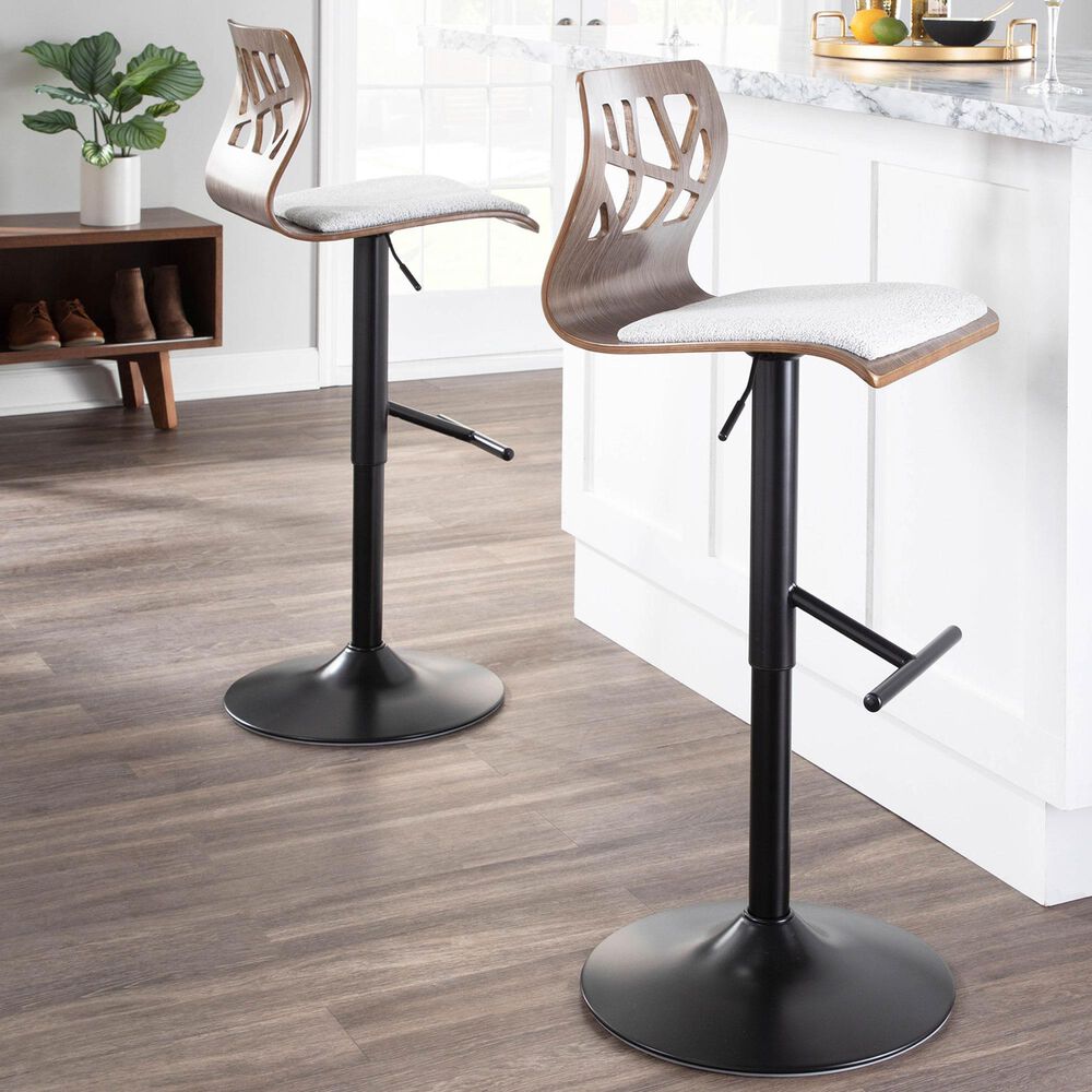 Lumisource Folia Swivel Barstool in Black and Light Grey &#40;Set of 2&#41;, , large