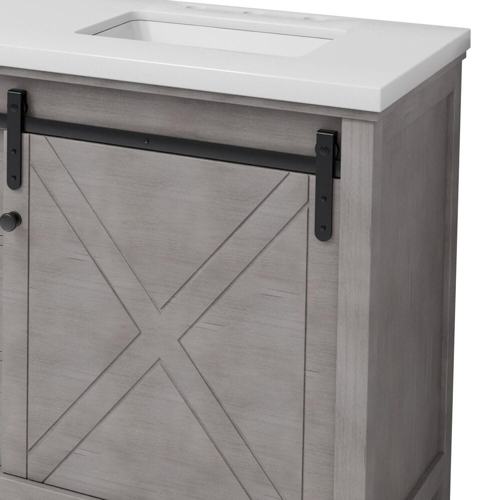 Lexora Home Marsyas 80" Double Bathroom Vanity in Ash Grey with 2 cm White Cultured Marble Top and Rectangular Sinks, , large