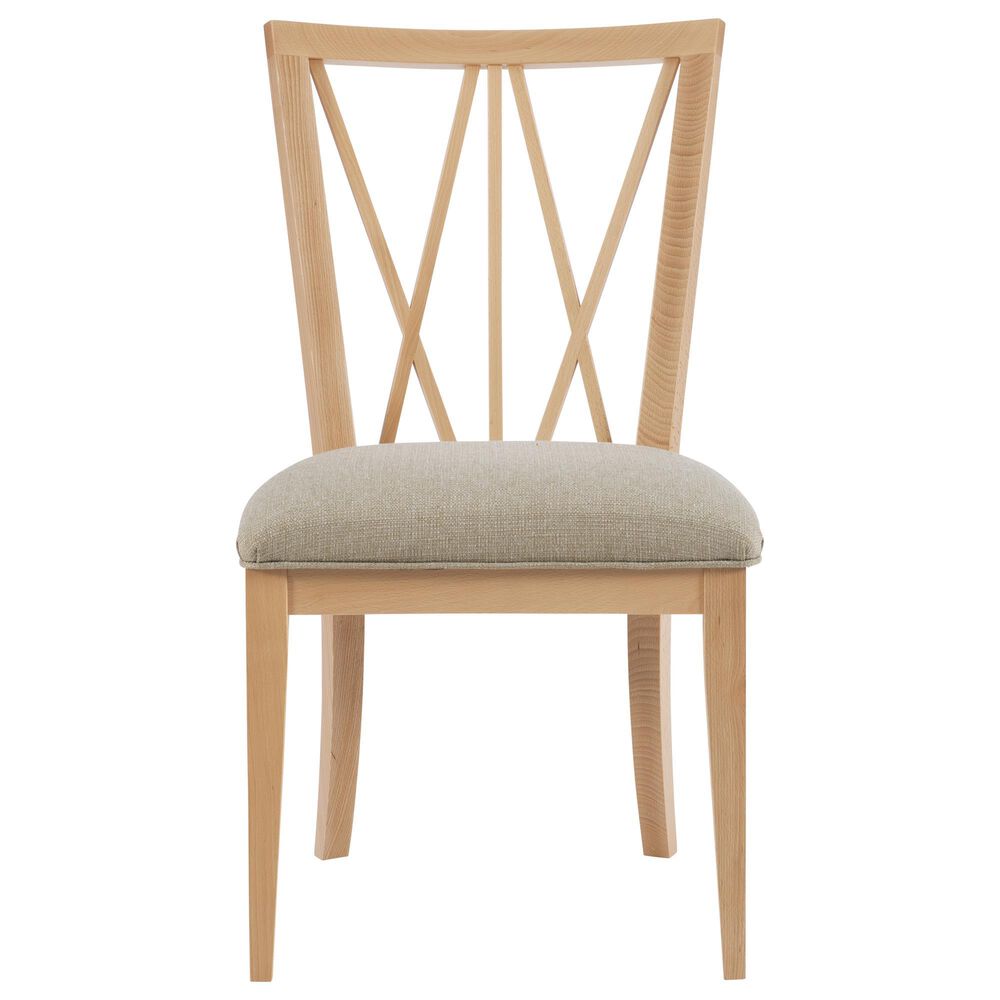 Linon Home Decor Bailey Side Chair with Beige Fabric Cushion Seat in Natural, , large