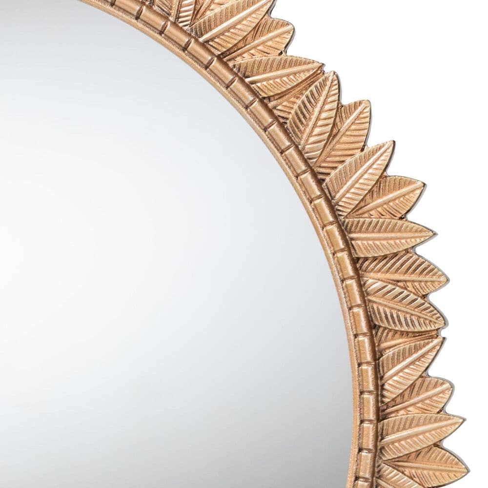 Baxton Studio Caitlin Round Accent Wall Mirror in Antique Gold, , large