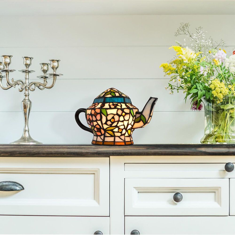 Timberlake Lavish Home Tiffany Teapot Table Lamp in Stained Glass, , large