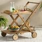 Hearth and Haven Riviera Bar Cart in Natural Stained with Glass Holders, , large