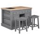 Linden Boulevard Penda Kitchen Island with 2 Stools in Gray, , large
