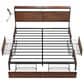 HOMLUX King 4-Drawer Storage Bed with LED Headboard and Charging Station in Rustic Brown, , large