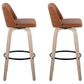 LumiSource Toriano Swivel Bar Stool with Camel Faux Leather Upholstery in Whitewashed and Black (Set of 2), , large