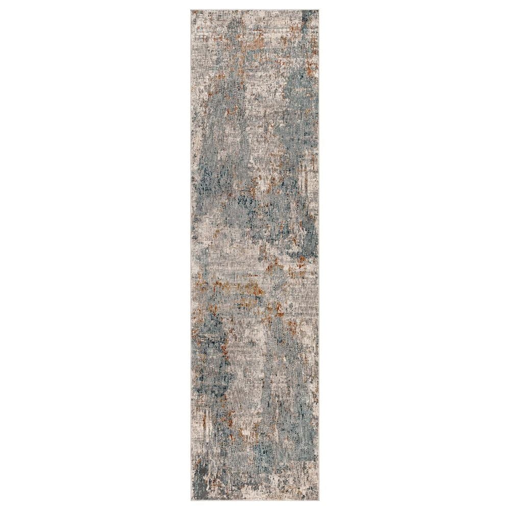 Surya Cardiff CDF-2305 Medium Gray, Light Blue, Mustard, Dark Blue, Dusty Pink and Rust 2"8" x 10" Runner, , large