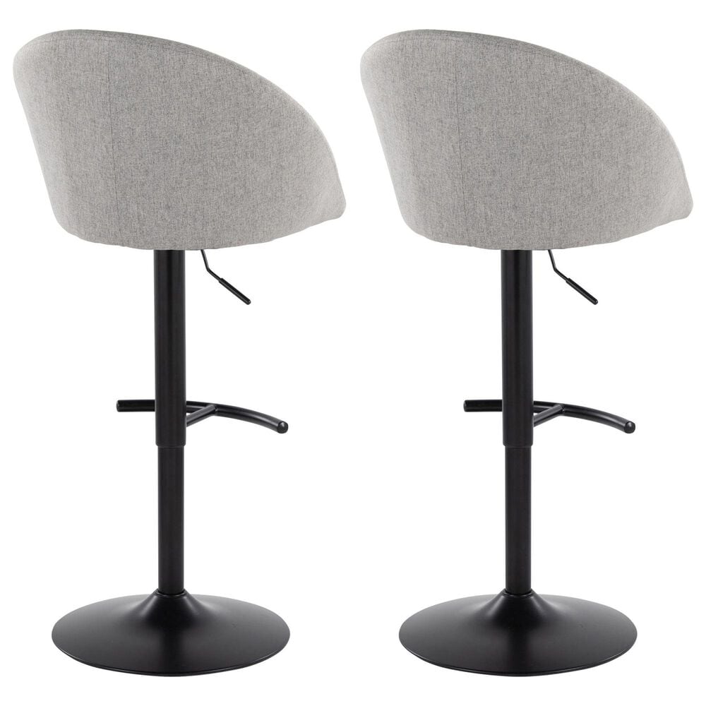 LumiSource Matisse Adjustable Swivel Barstool with Grey Fabric Upholstery in Black (Set of 2), , large