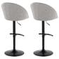 LumiSource Matisse Adjustable Swivel Barstool with Grey Fabric Upholstery in Black (Set of 2), , large