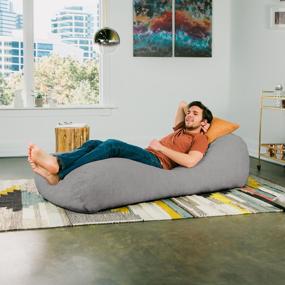 Jaxx Arlo Chaise Lounge Bean Bag Chair in Grey, , large