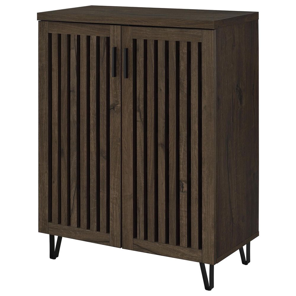 Coaster Brixton 6-Shelf Shoe Storage Cabinet in Smoked Oak and Black, , large