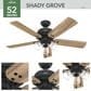 Hunter Shady Grove 52" LED Indoor Ceiling Fan with Light in Matte Black with Golden Maple Blades, , large