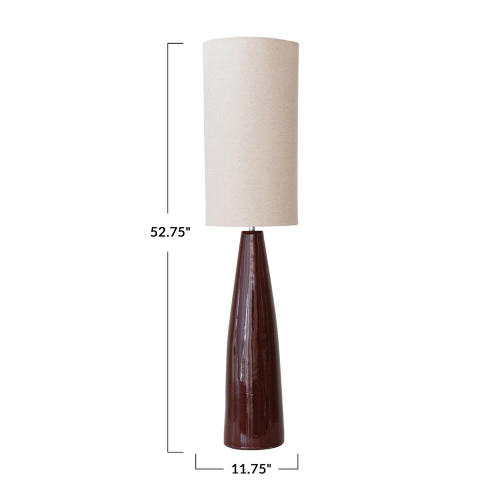 Teak Interiors Ceramic Floor Lamp Linen Shade, , large