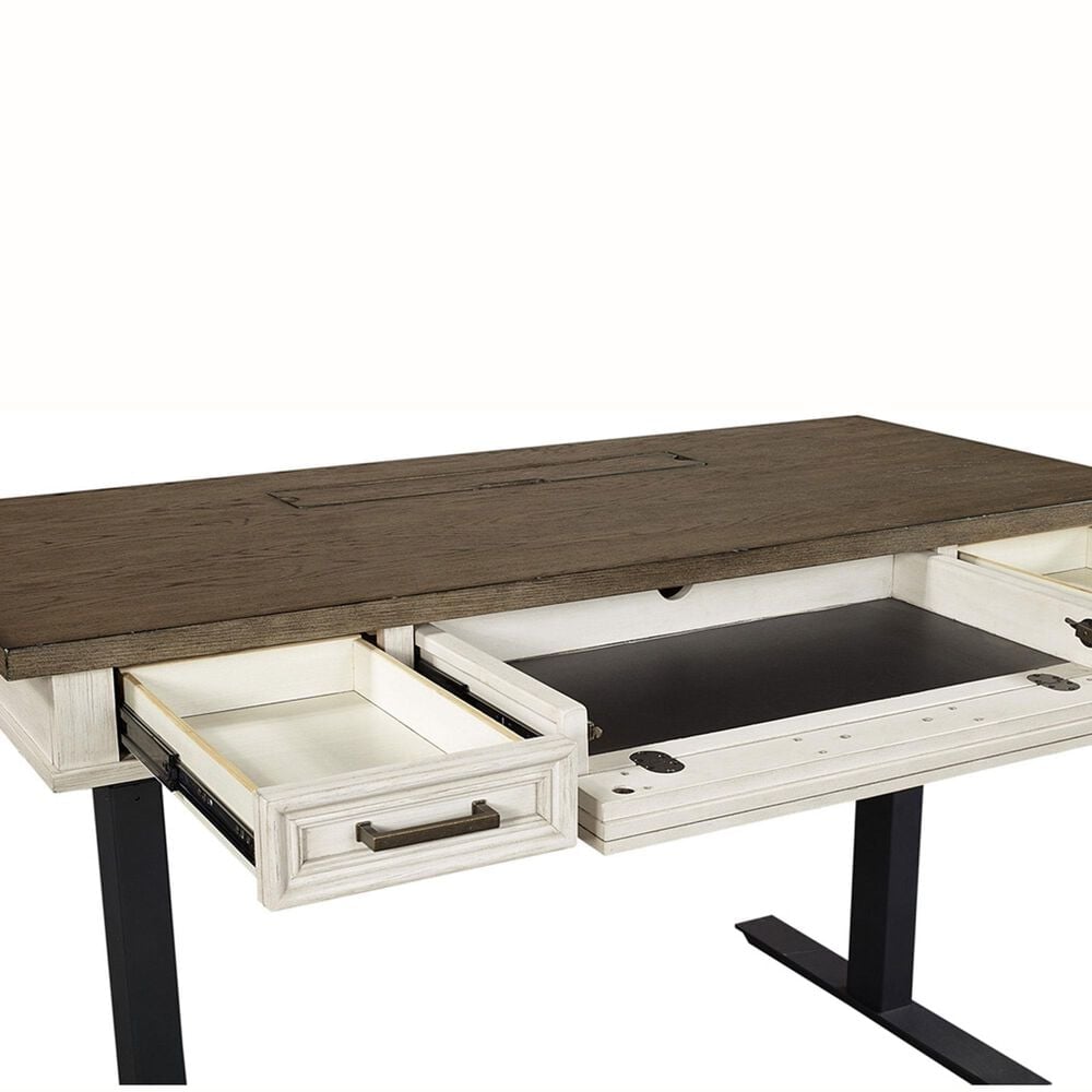 Riva Ridge Caraway 60&quot; Lift Desk in Aged Ivory and Black, , large
