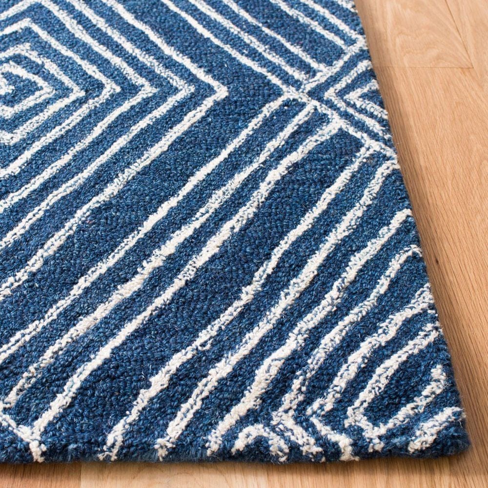 Safavieh Micro-Loop MLP608N 5&#39; x 8&#39; Navy and Ivory Area Rug, , large