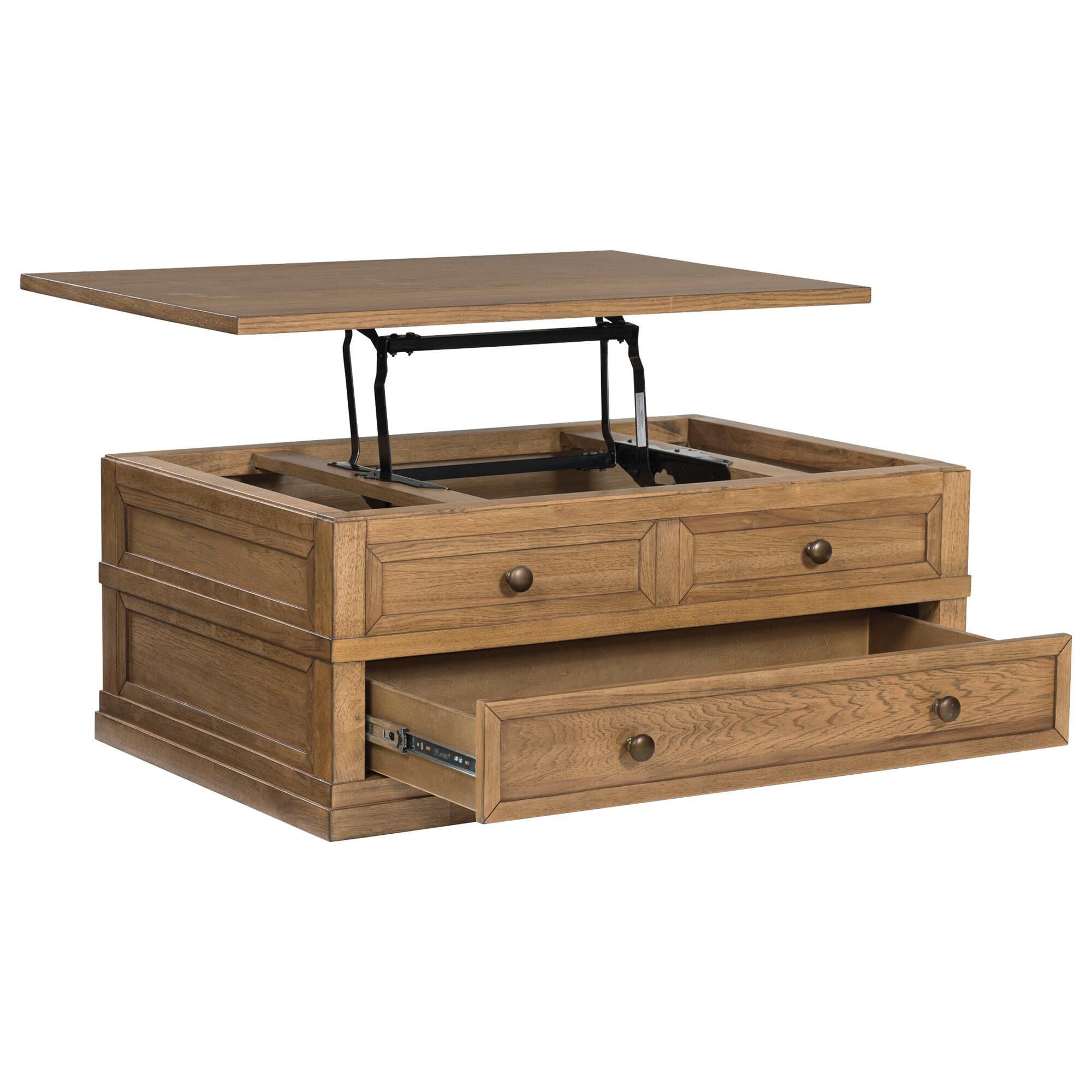 iΦ【 美品 】Ashley リフトトップ カクテルテーブル ナチュラルブラウン Ashley Sharlance Lift Top Cocktail Table in Light Brown