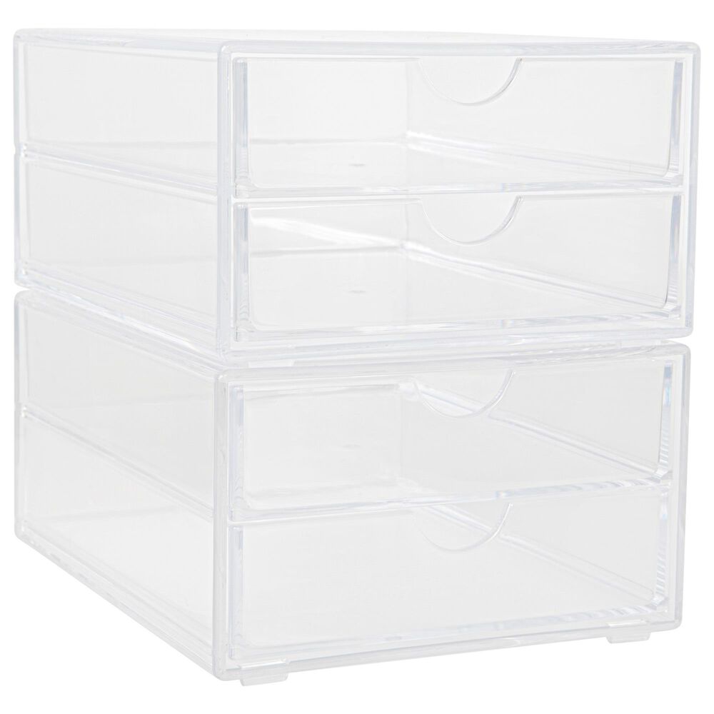 Flash Furniture Brody 2Drawer Stackable Organizer in Clear (Set of 2