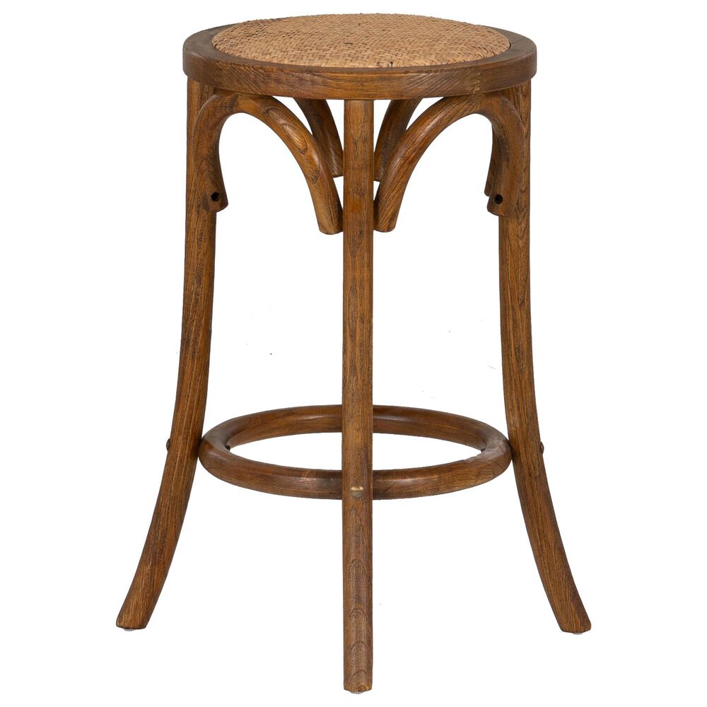 Linon Home Decor Rae Rattan Counter Stool in Rich Walnut, , large