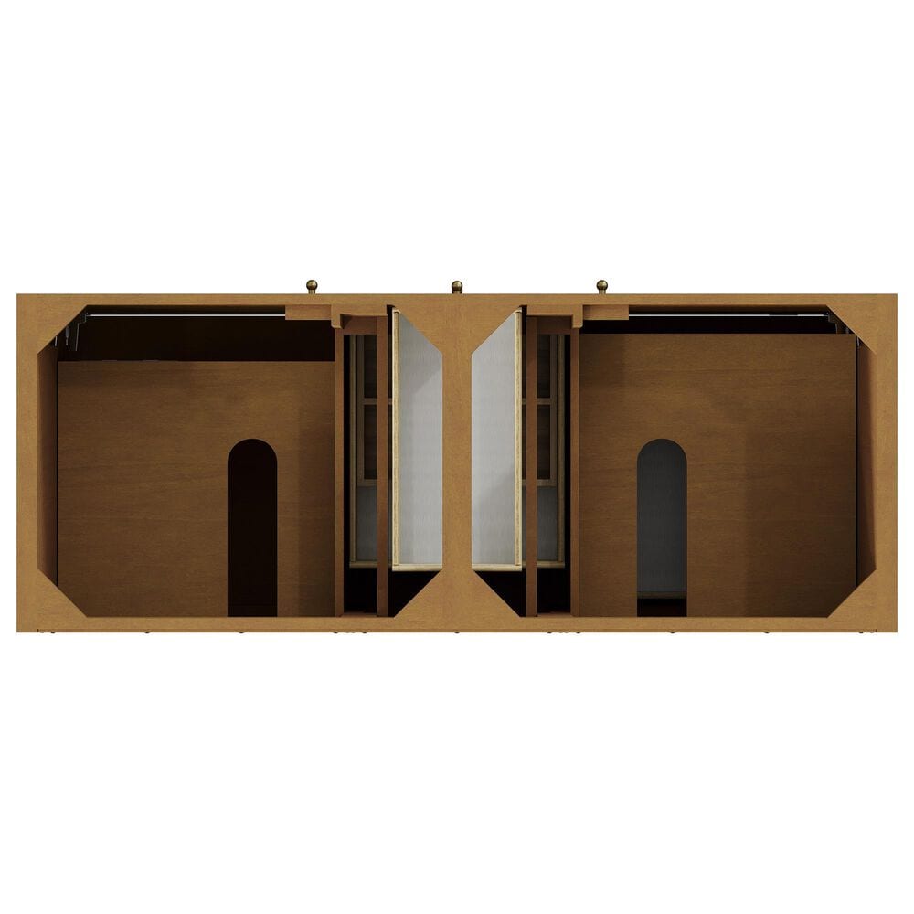 James Martin Hudson 60" Double Bathroom Vanity in Honey Oak with 3 cm Ethereal Noctis Silestone Top, Rectangular Sinks and FreePower Wireless Charger, , large