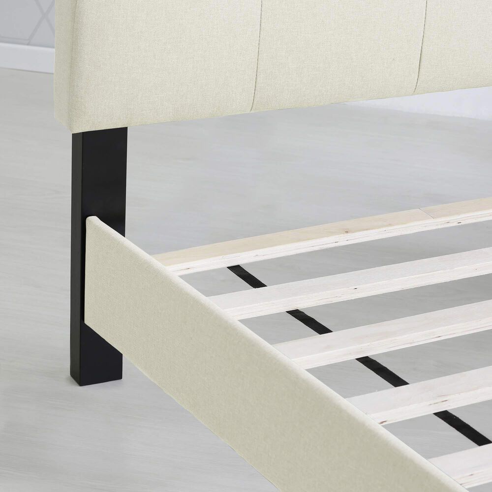 HOMLUX Laval King Upholstered Platform Bed Frame in Linen, , large