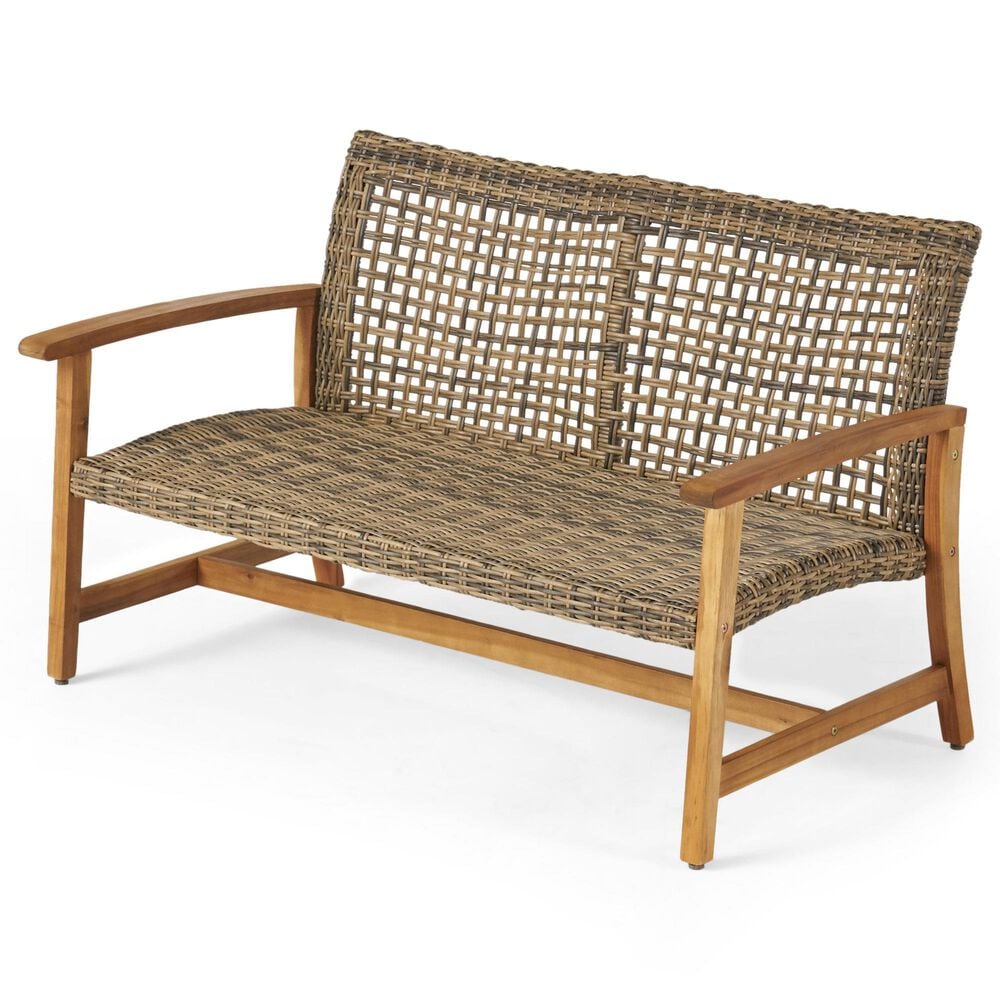 Hearth and Haven Hampton Outdoor Loveseat in Natural and Grey, , large