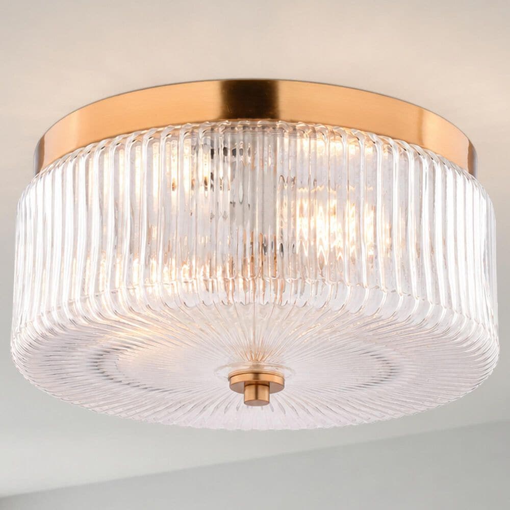 Vaxcel Riverside 2-Light Flush Mount in Muted Brass, , large