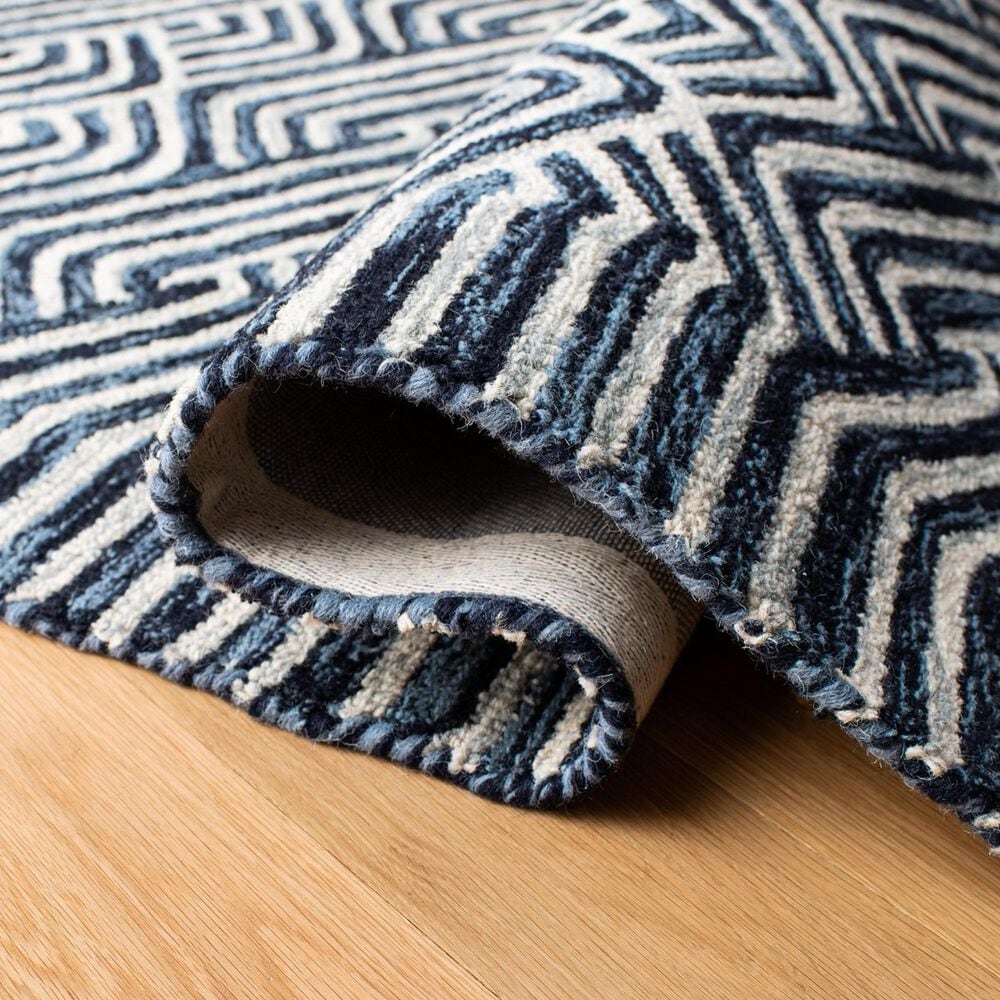 Safavieh Micro-Loop 2&#39;3&quot; x 7&#39; Dark Blue and Ivory Runner, , large