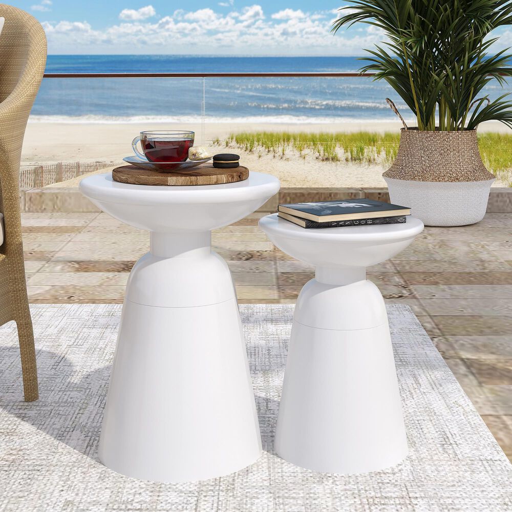 Hearth and Haven Serenita Patio Side Tables in White &#40;Set of 2&#41;, , large