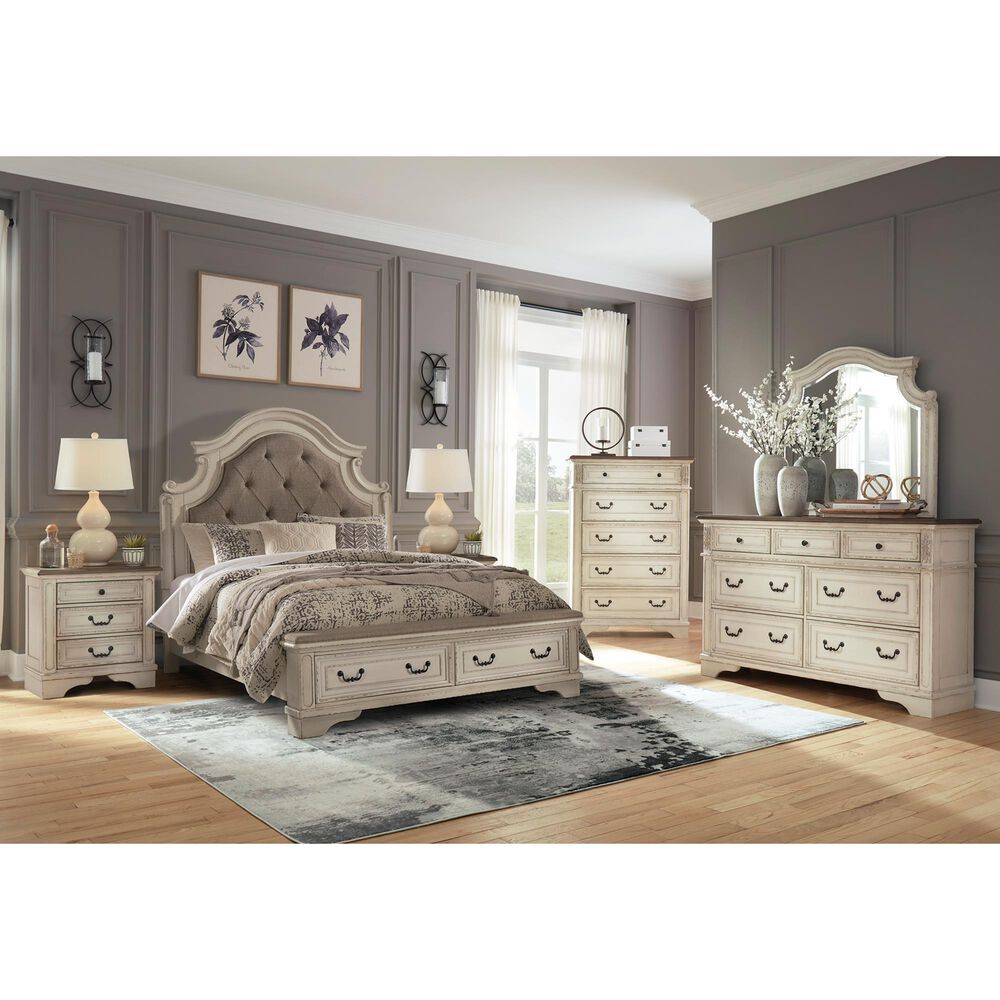 Ashley Realyn 5-Piece Queen Upholstered Bed Set in Chipped White, , large