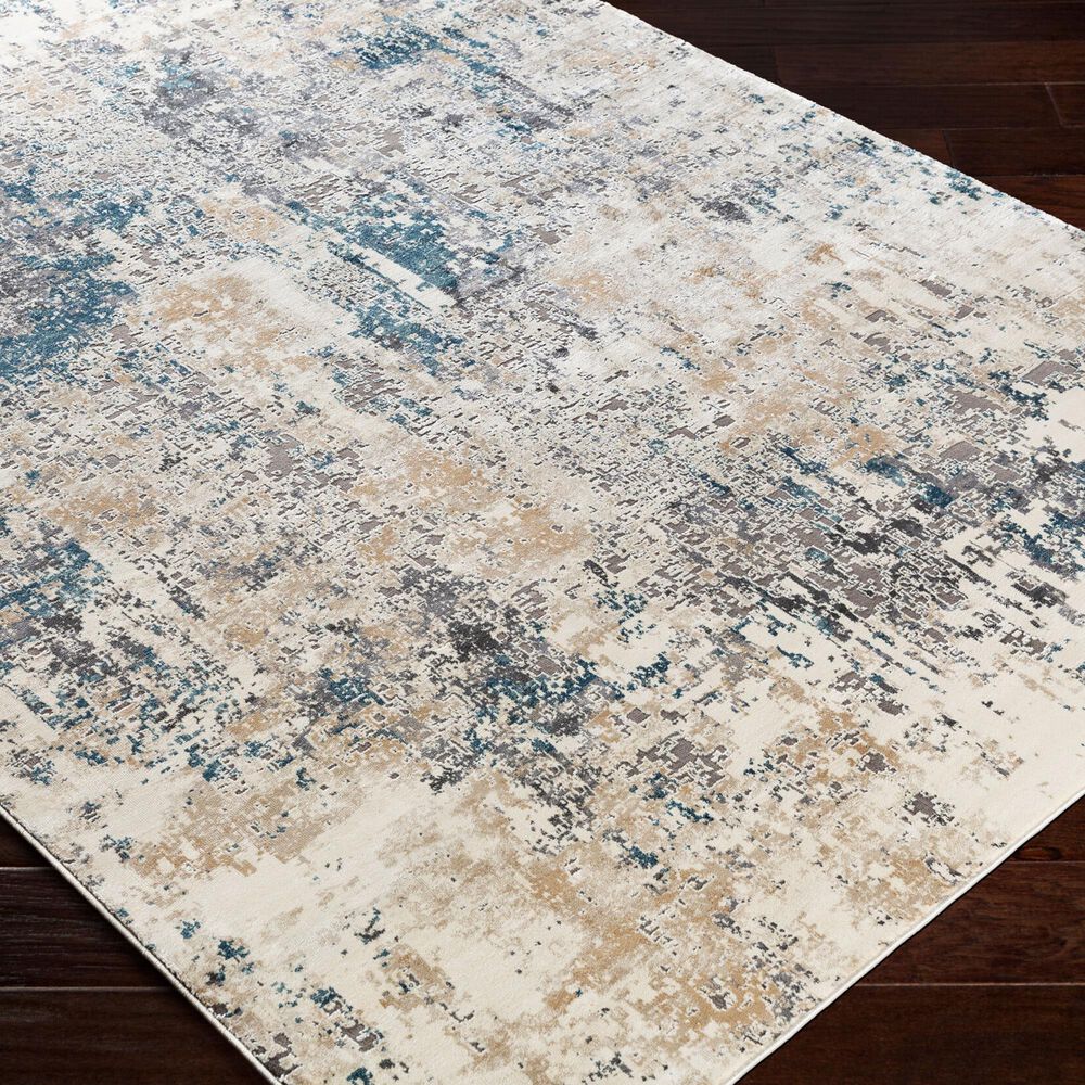Surya Pune PUN-2301 Tan, Charcoal, Light Beige, Dark Brown, Black, Deep Teal and Sky Blue 8&#39;10&quot; x 12&#39;4&quot; Area Rug, , large